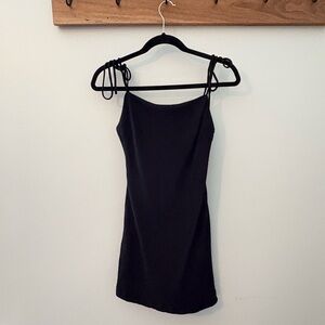 Petal + Pup Black Linen Mini Dress | XS | Tie Strap Cami Slip Dress